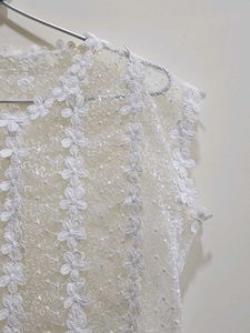 Sheer White Lace Flower Top