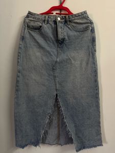 Light Wash Denim Maxi Skirt