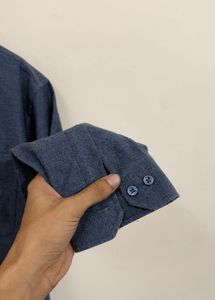 Classic Men's Blue Button-Up Shirt