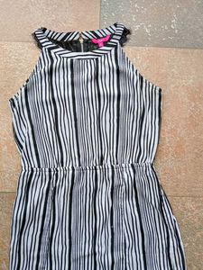 Halter neck black Amd White Stripe Dress