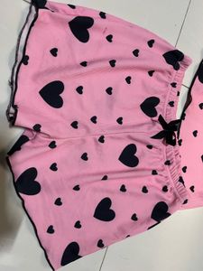 Pink Heart Print Pajama Set