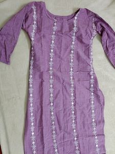 Beautiful Straight Kurti With Embroidery And Mirro