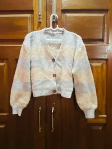 Striped Knit Cropped Cardigan