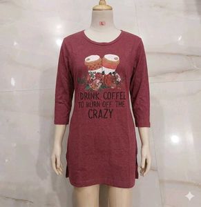 Maroon Graphic Print Tunic Top