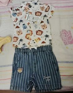 Cute Cartoon Animal Print Shorts Set