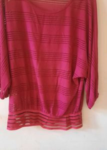 Sheer Cutout Berry Tunic Top