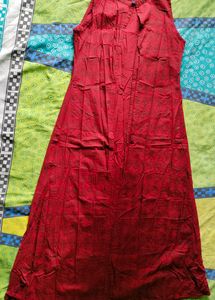 Maroon Ethenic Front Open Dress With Inner