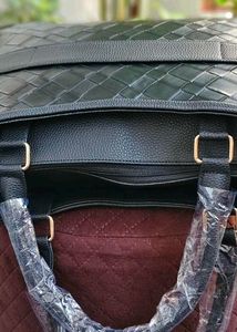 Stylish Woven Black Handbag