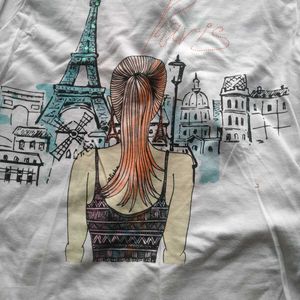 Cute Paris Eiffel Tower Graphic Long Sleeve Top