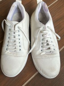 White Casual Lace-Up Sneakers