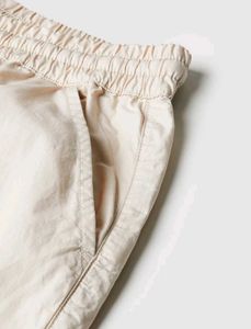 Beige Wide Leg Cargo Pants