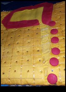 Yellow &amp; Red Embroidered kurta