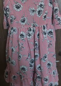 Chic Striped Floral Print Dress