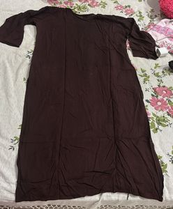 Beautiful Brown Kurta with White Embroidery