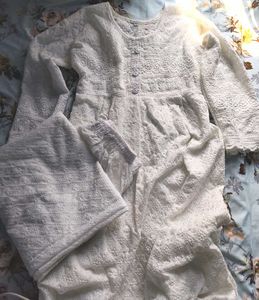 Elegant White Chikankari Kurta Set