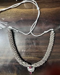 Elegant Silver Necklace with Pink Stone