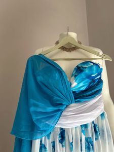 NO DISCOUNT White &amp; Blue Floral Gown