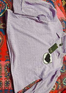 Lavender Textured Top with Heart Pocket