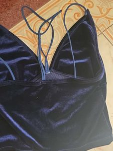 Blue Velvet Crop Top