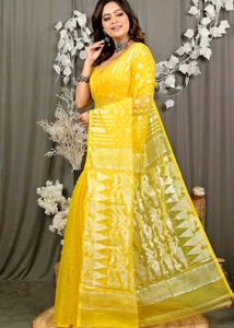 Jamdani Yellow Saree