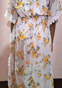Floral Print Kaftan Kurta