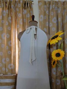Elegant White Halter Neck Dress