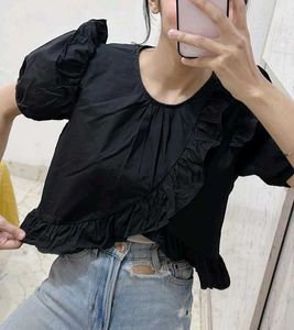 Chic Black Puff Sleeve Top
