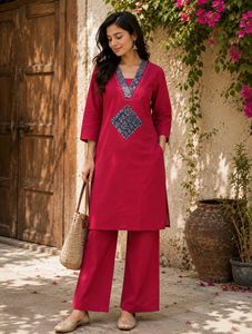 Fuscia Pink Cotton Co-Ord Set