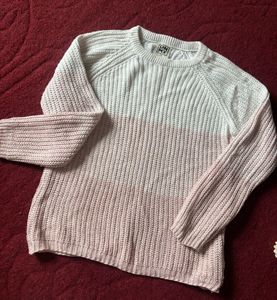 Cozy Two-Tone Knit Sweater