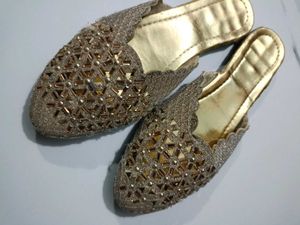 Elegant Gold Embellished Flat Sandals