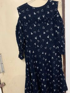 Navy Blue Cold Shoulder Dress