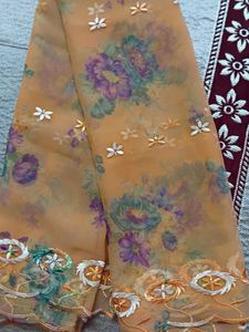 Embroidered dupatta with Floral Print