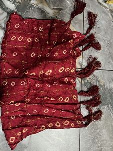 Maroon Bandhani Dupatta with Gold Accents