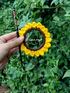 Handmade Crochet Sunflower Hair Stick