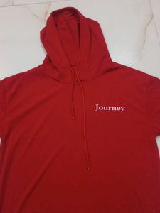 Men's Orange Athletic T-Shirt and half sleeve hood