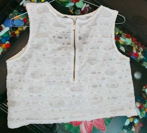 White Cut-Out Crop Top