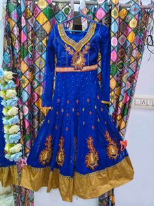 Vibrant Blue Embroidered anarkali