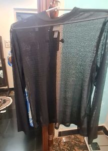 H&M Black mesh fitted top