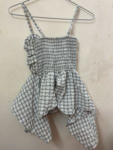 Chic Gingham Twist Front Top