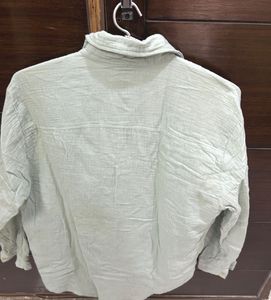 Light Green Crinkle Button-Up Shirt