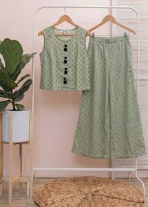 New Light Green Printed 3 pcs  Set