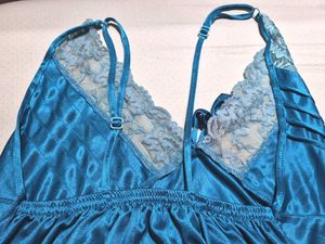 Teal Satin Lingerie Set