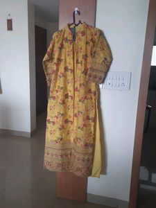 Embroidered Yellow Long Jacket and gown