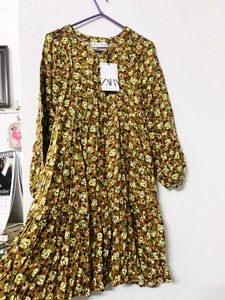 Zara Floral Tiered Midi Dress