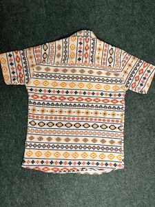 Y2k Men's Geometric Print Boxy Short Sleeve Shirt