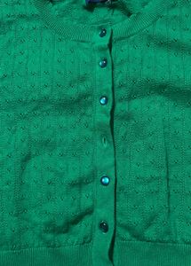 Emerald Crop Green Knit Cardigan