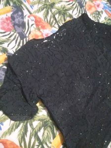 Sparkly Black Embellished Blouse