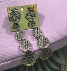 Vintage Oxidised Long Dangle earrings