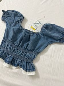 Stylish Denim Bardot Top