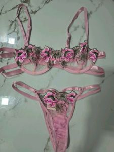 Urbanic savana Sheer Embroidered Lingerie Set